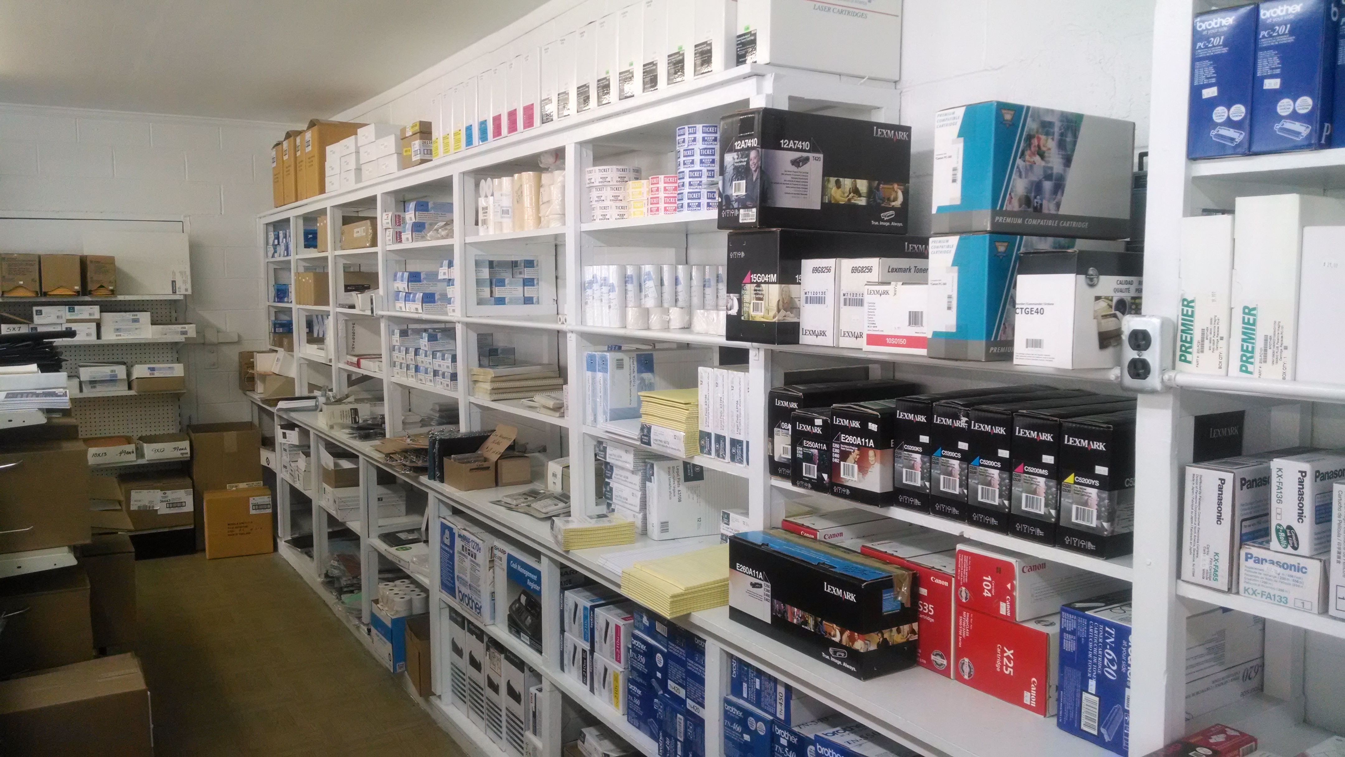 Office and printer supplies stocked on Litho-Craft shelves